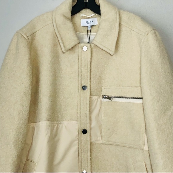 NWT REISS Oversized Boxy Lio Shirt Jacket Shacket in Cream Size 14 US / 18 UK - Picture 6 of 14